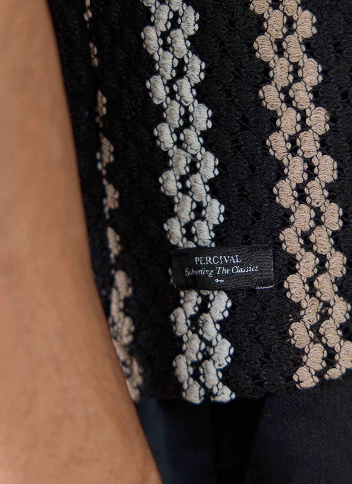Men's Black Shirt - Wade Crochet Boxy | Percival