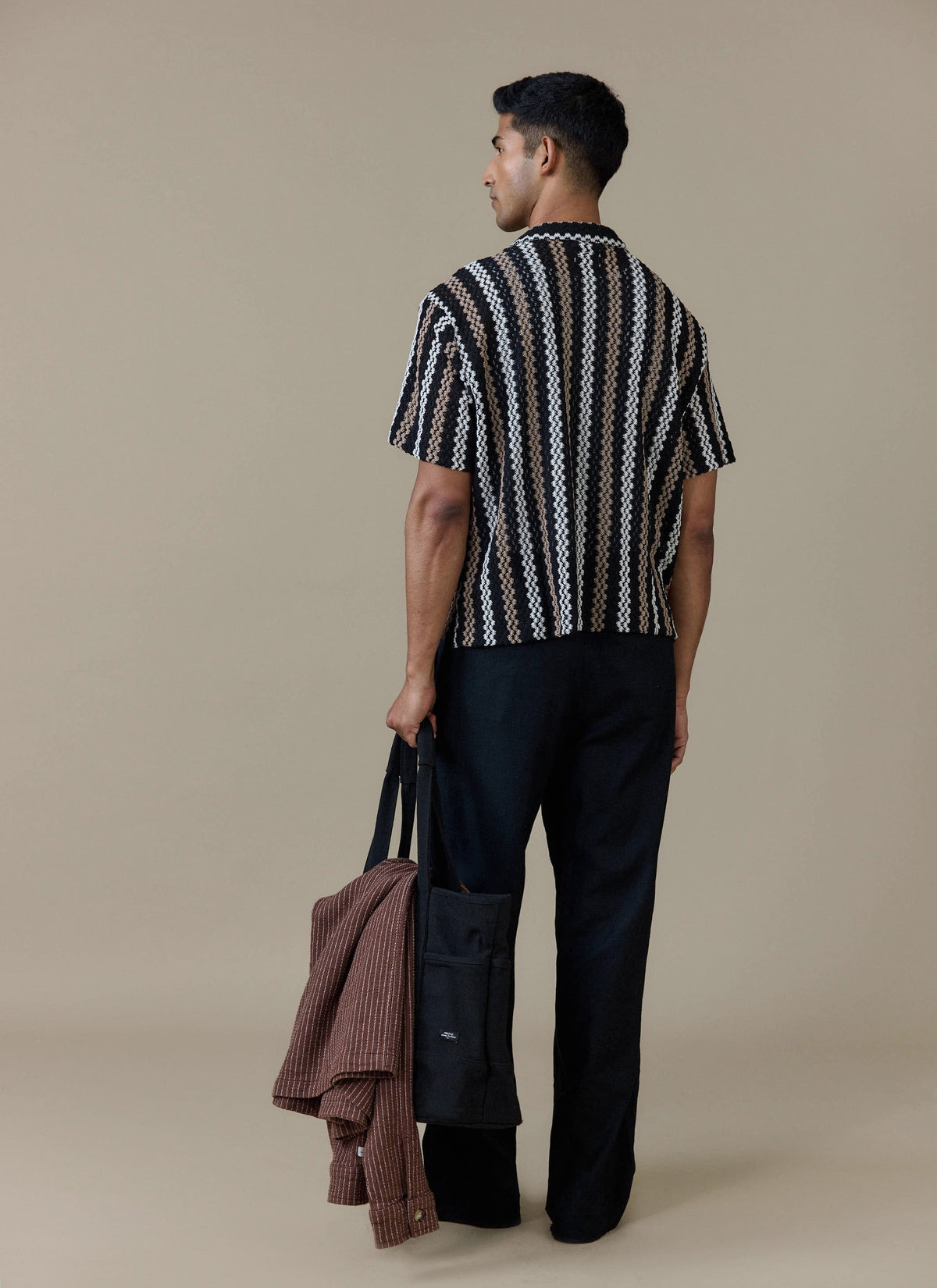 Men's Black Shirt - Wade Crochet Boxy | Percival