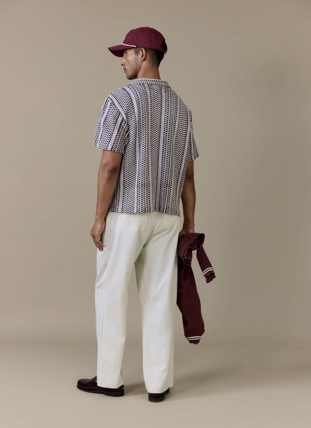 Men's Boxy Crochet Shirt - Hugh - Cotton - Brown | Percival