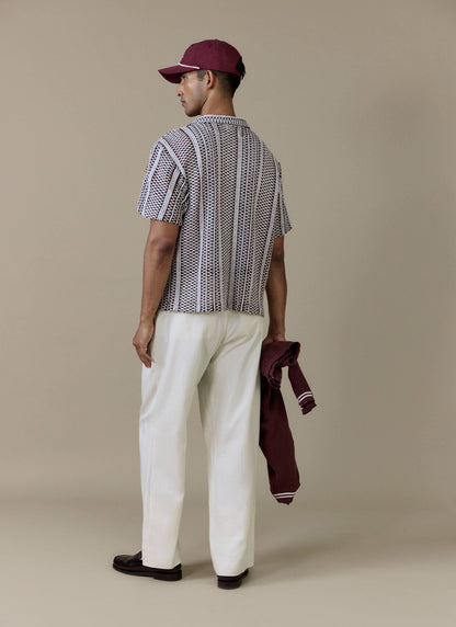 Men's Boxy Crochet Shirt - Hugh - Cotton - Brown | Percival