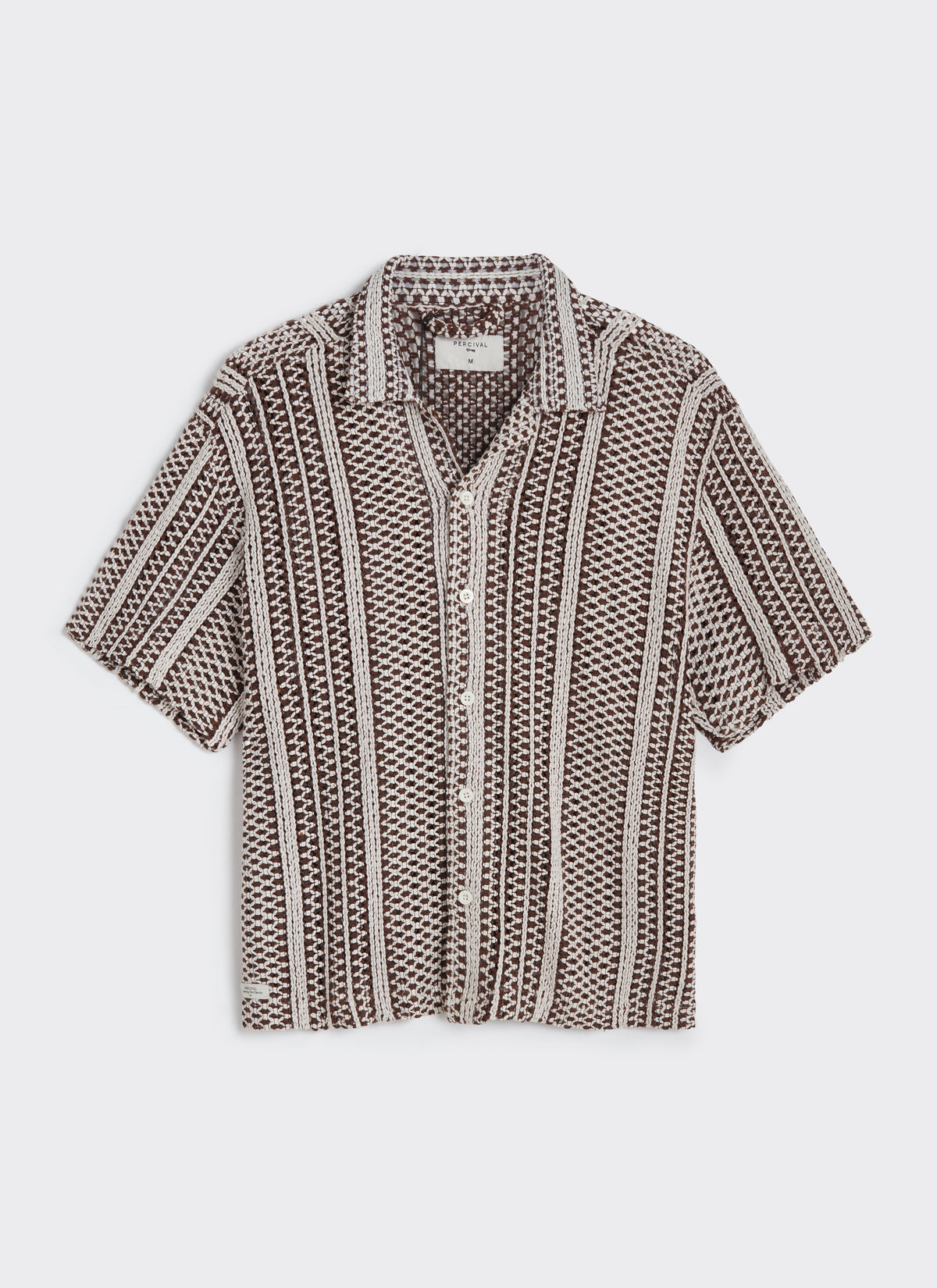 Men's Boxy Crochet Shirt - Hugh - Cotton - Brown | Percival
