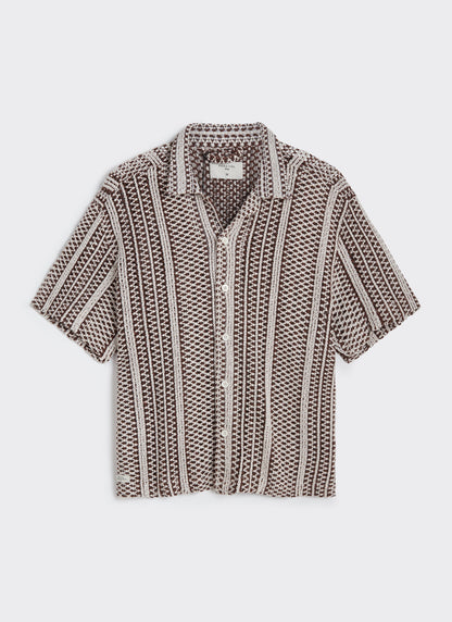Men's Boxy Crochet Shirt - Hugh - Cotton - Brown | Percival