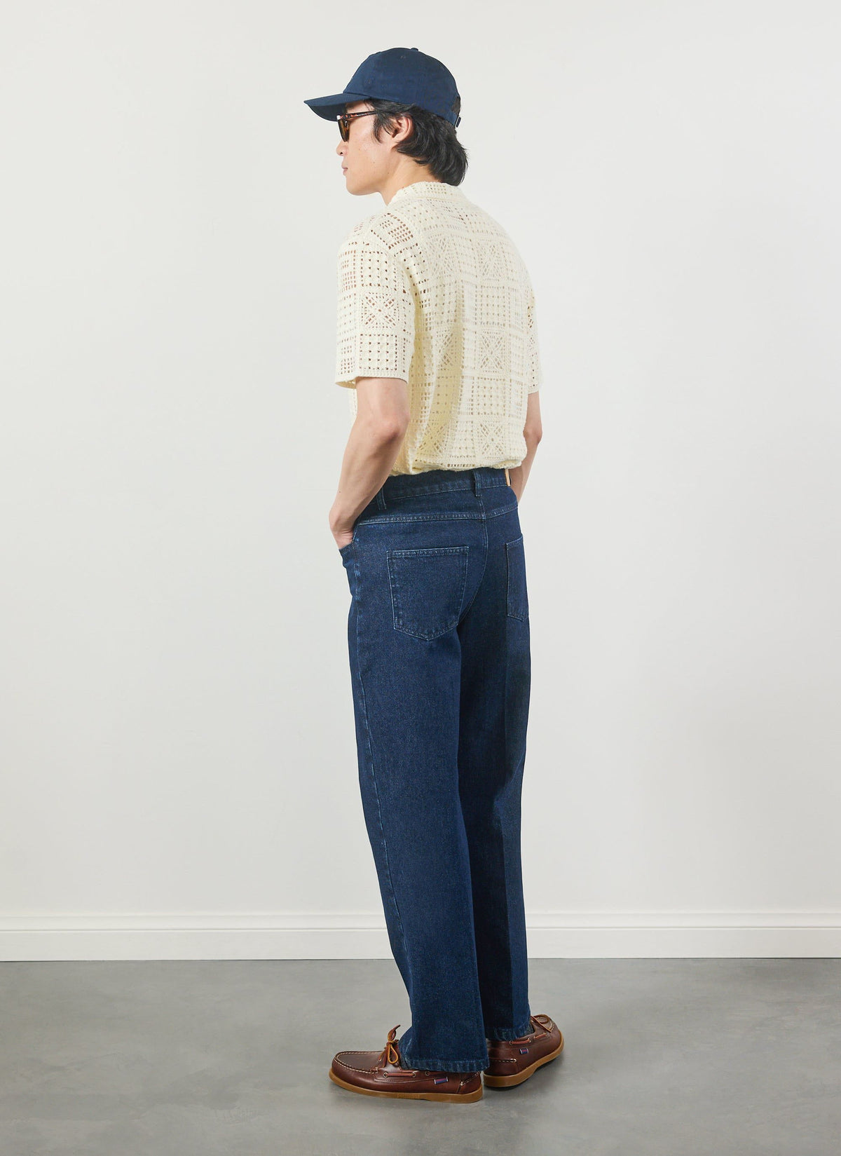 Men's Knitted Crotchet Shirt - Groundsman - Cotton - Ecru | Percival