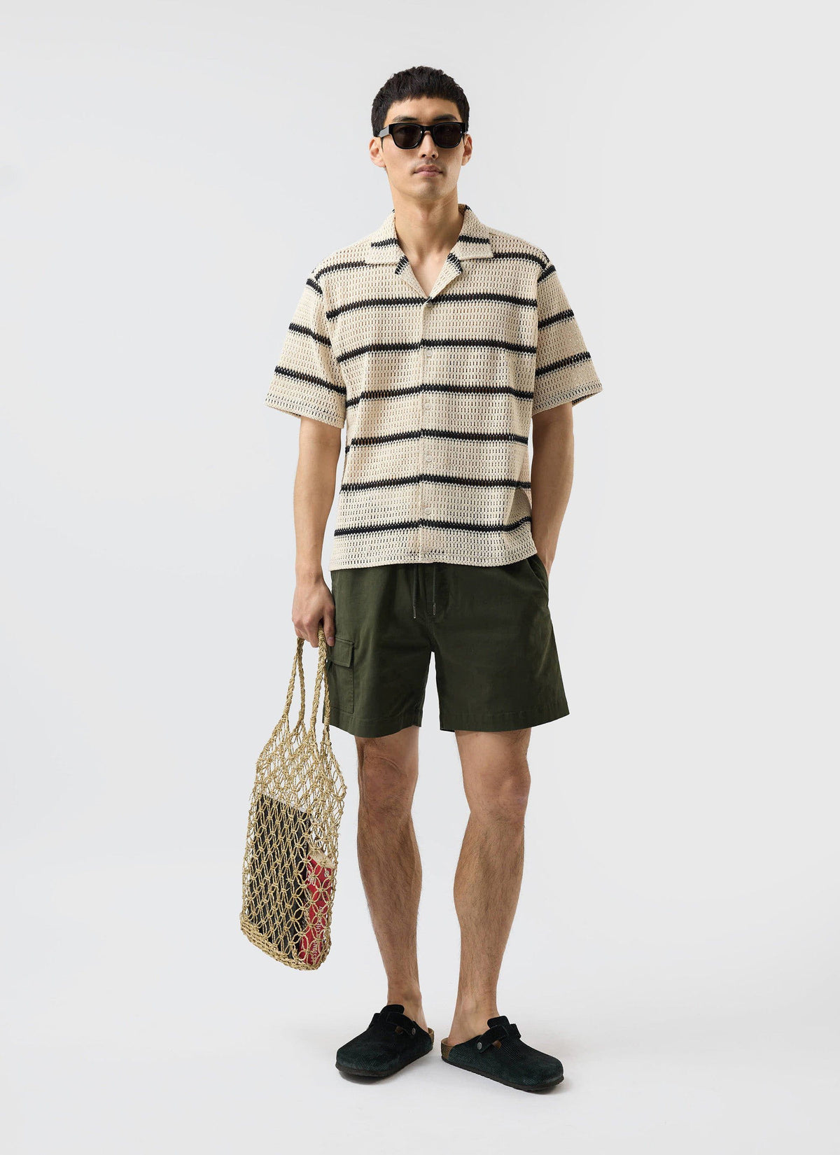 Men's Crochet Cuban Shirt: Clonk Groundsman - Ecru Cream | Percival