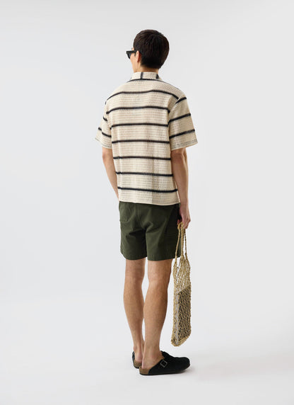Men's Crochet Cuban Shirt: Clonk Groundsman - Ecru Cream | Percival