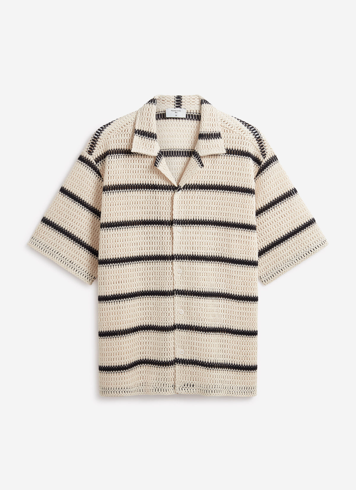 Men's Crochet Cuban Shirt: Clonk Groundsman - Ecru Cream | Percival