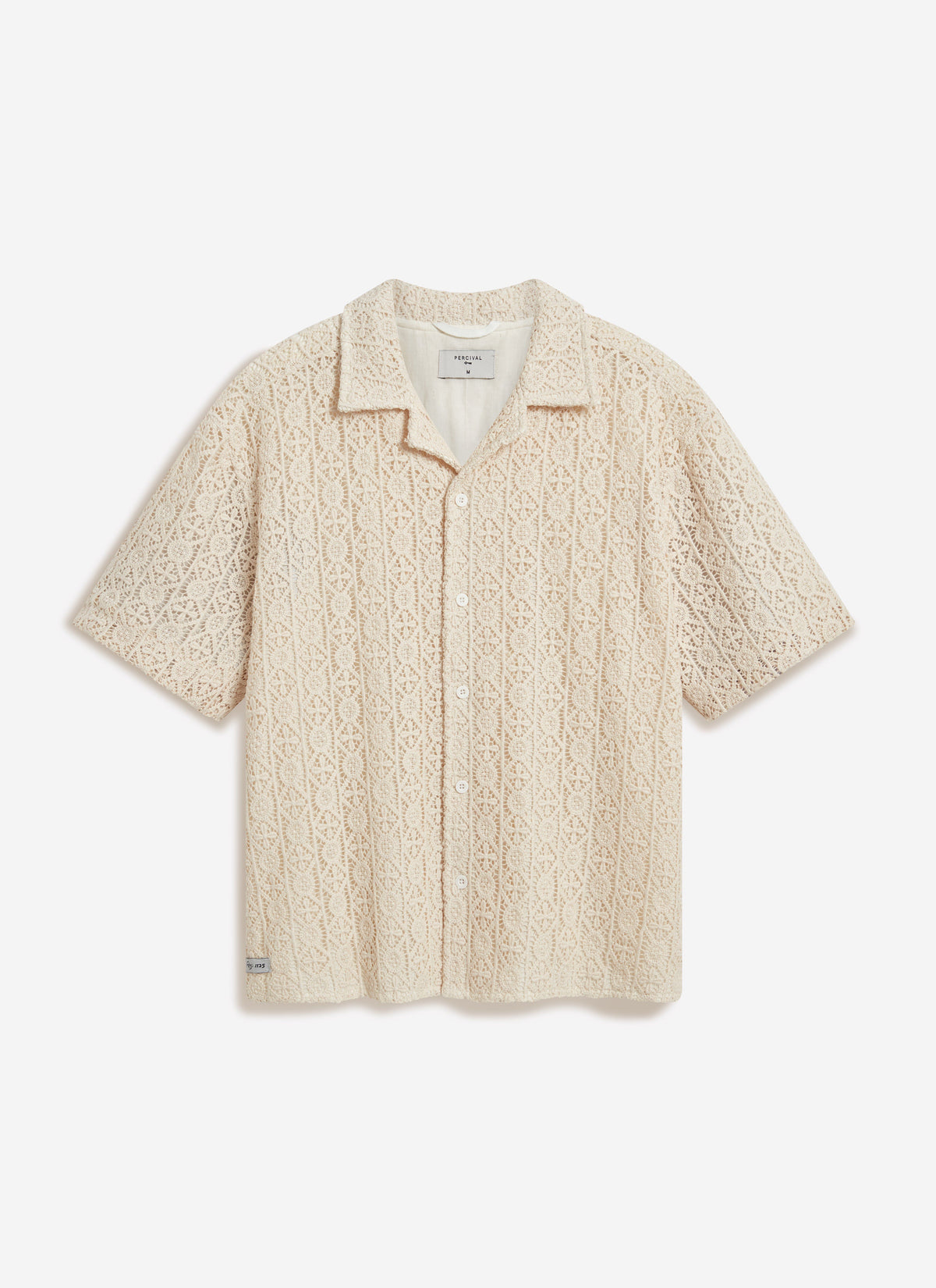 Men's Crochet Cuban Shirt: Elio - Ecru Cream | Percival