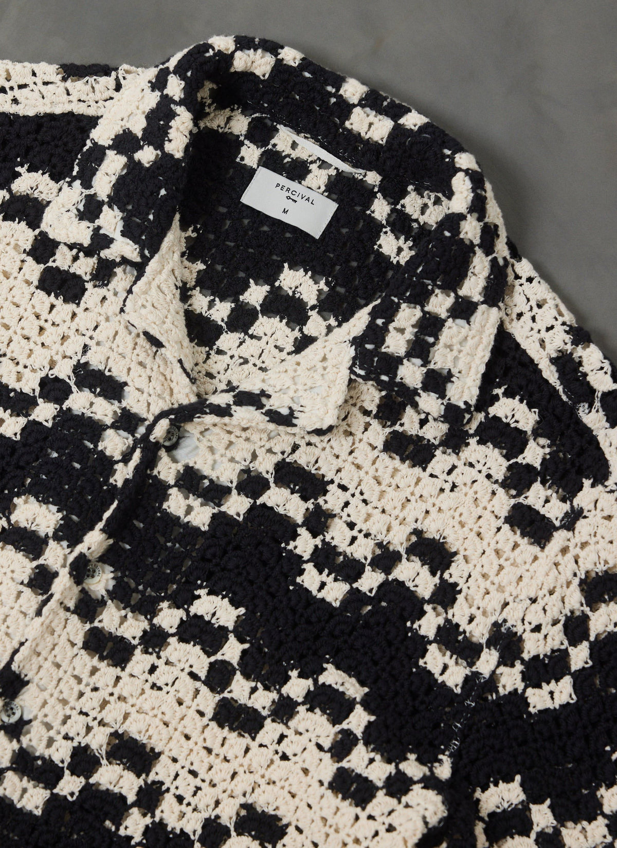 Men's Crochet Cuban Collar Shirt - Naples - Ecru Cream | Percival