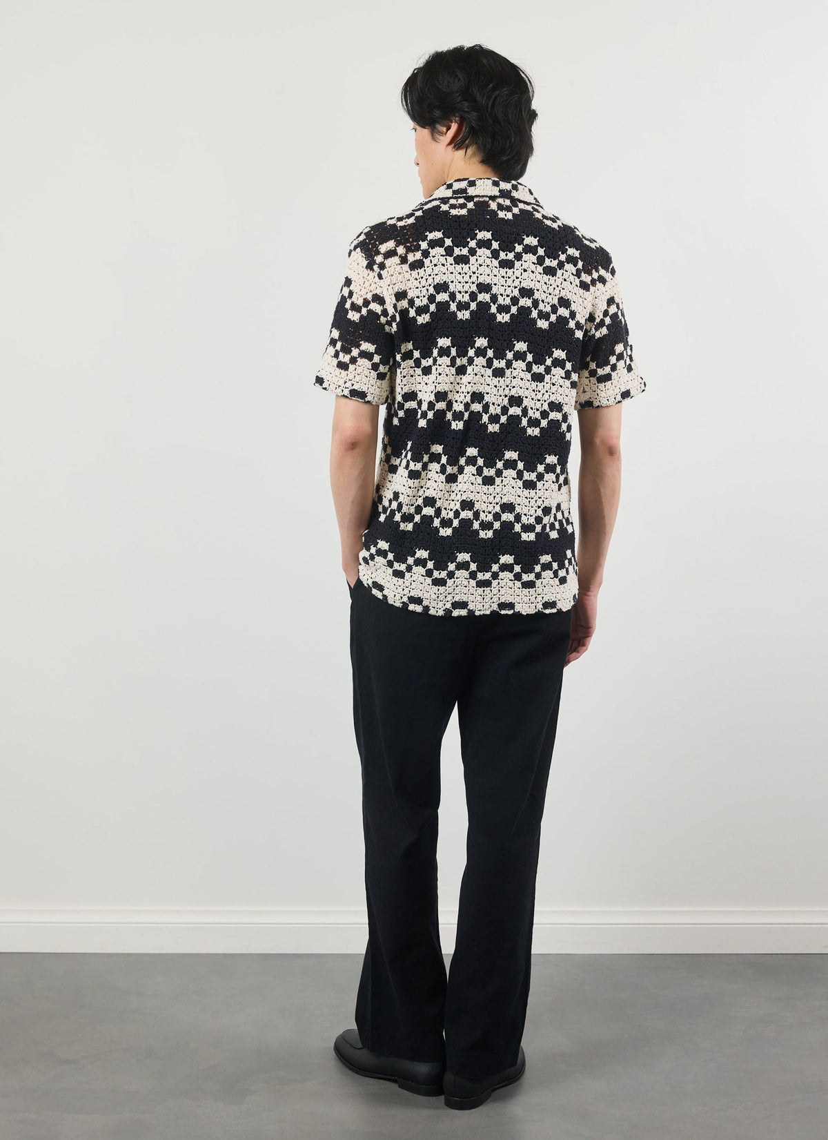 Men's Crochet Cuban Collar Shirt - Naples - Ecru Cream | Percival