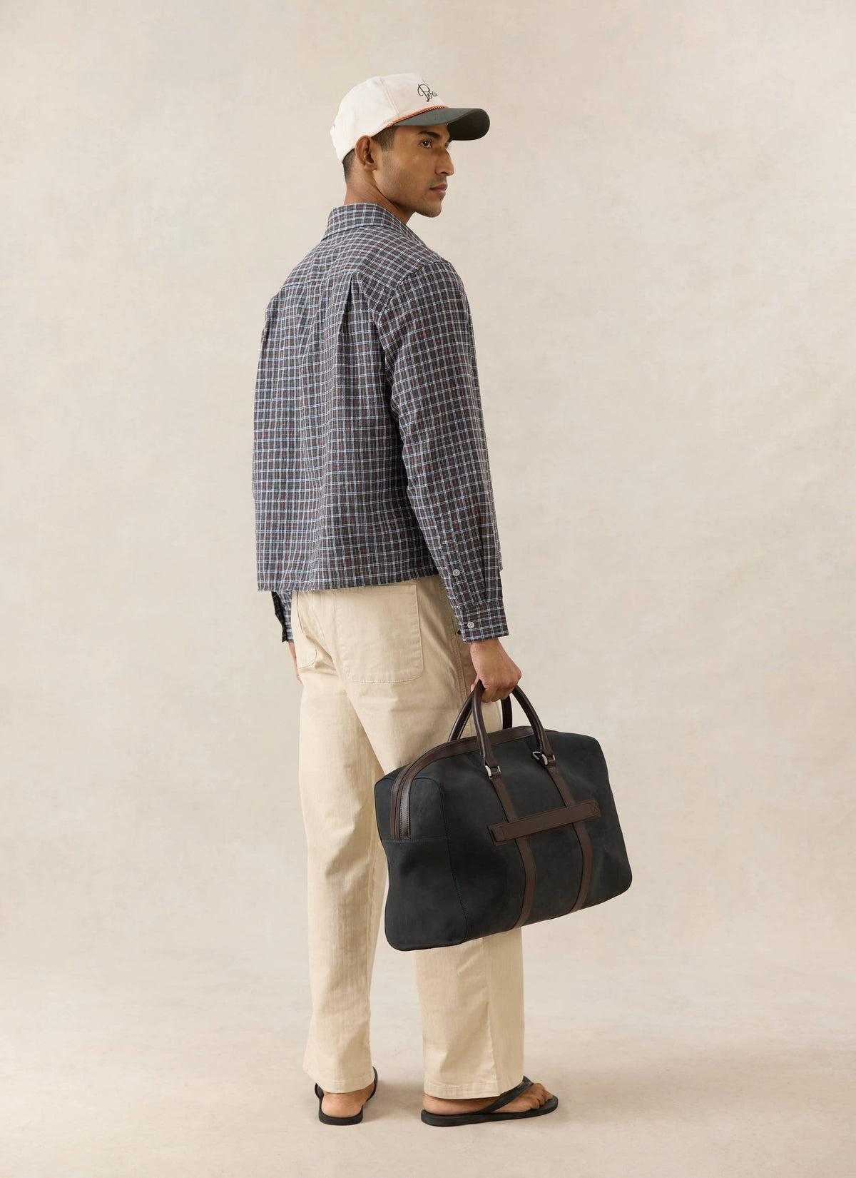 Men's Check Boxy Shirt - Hinsley - 100% Cotton - Brown | Percival