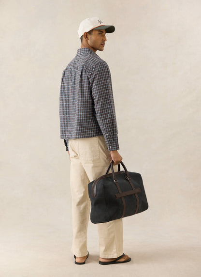Men's Check Boxy Shirt - Hinsley - 100% Cotton - Brown | Percival