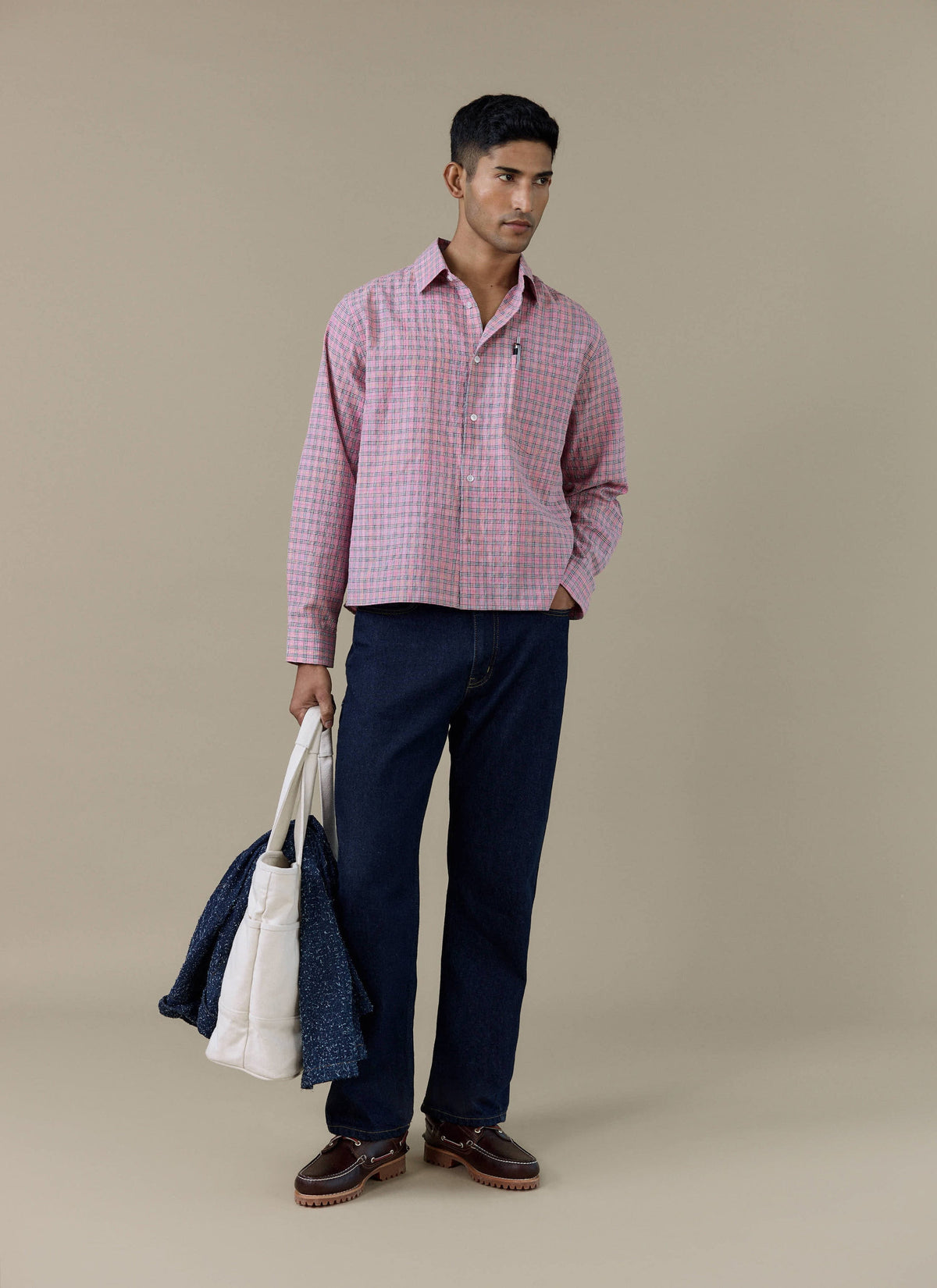 Men's Pink Check Shirt - Hinsley - Cotton | Percival
