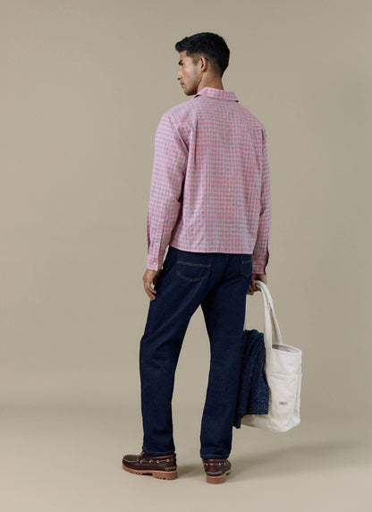 Men's Pink Check Shirt - Hinsley - Cotton | Percival