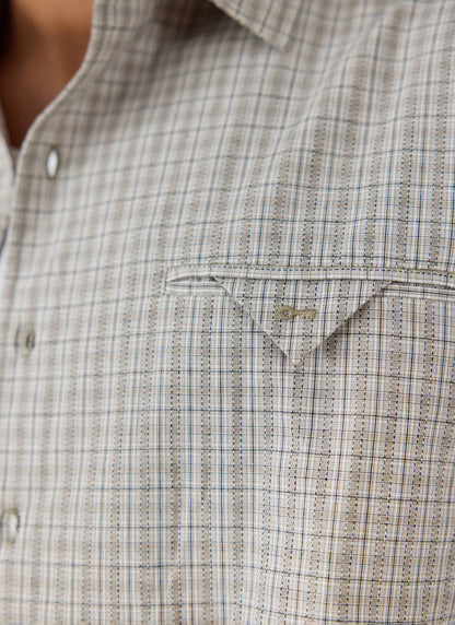 Men's Check Shirt: Hinsley - Cotton - Cream Check | Percival