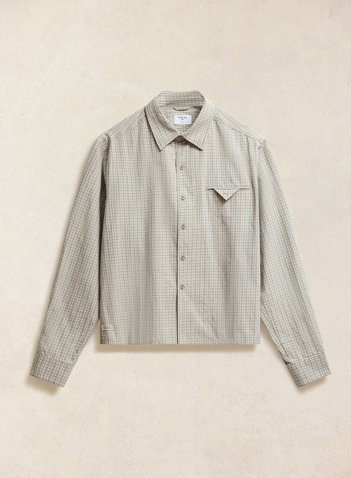 Men's Check Shirt: Hinsley - Cotton - Cream Check | Percival