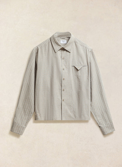 Men's Check Shirt: Hinsley - Cotton - Cream Check | Percival