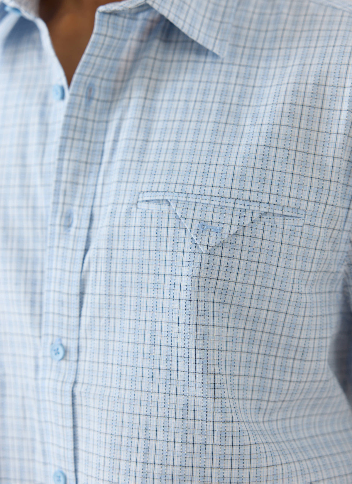 Men's Boxy Short Sleeve Shirt - Cotton - Blue Check | Percival