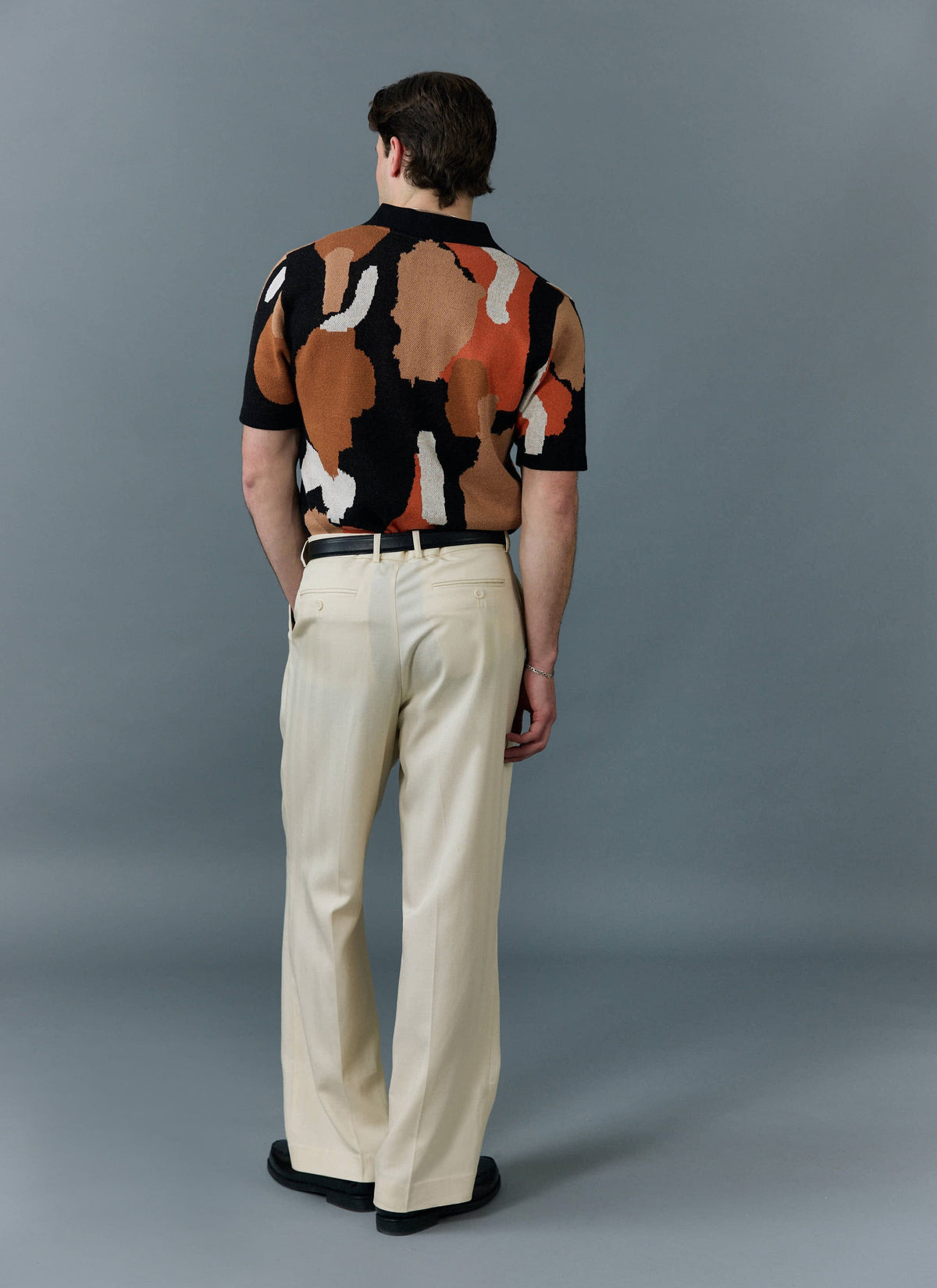 Men's Knitted Shirt Sleeve Shirt - Jacquard - Multicolour | Percival