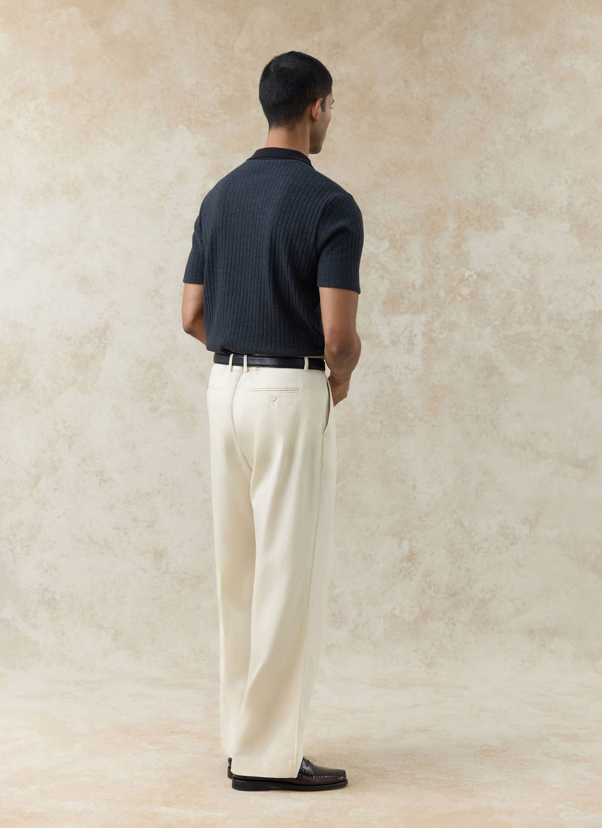 Men's Knitted Polo Shirt - Anthony - Cotton Blend - Black | Percival