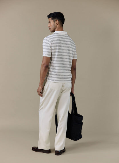 Men's Knitted Polo Shirt - Laurent - Cotton - Black | Percival