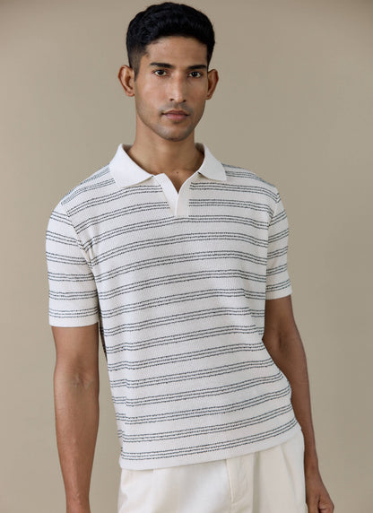 Men's Knitted Polo Shirt - Laurent - Cotton - Black | Percival
