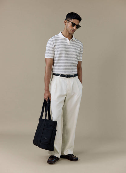 Men's Knitted Polo Shirt - Laurent - Cotton - Black | Percival