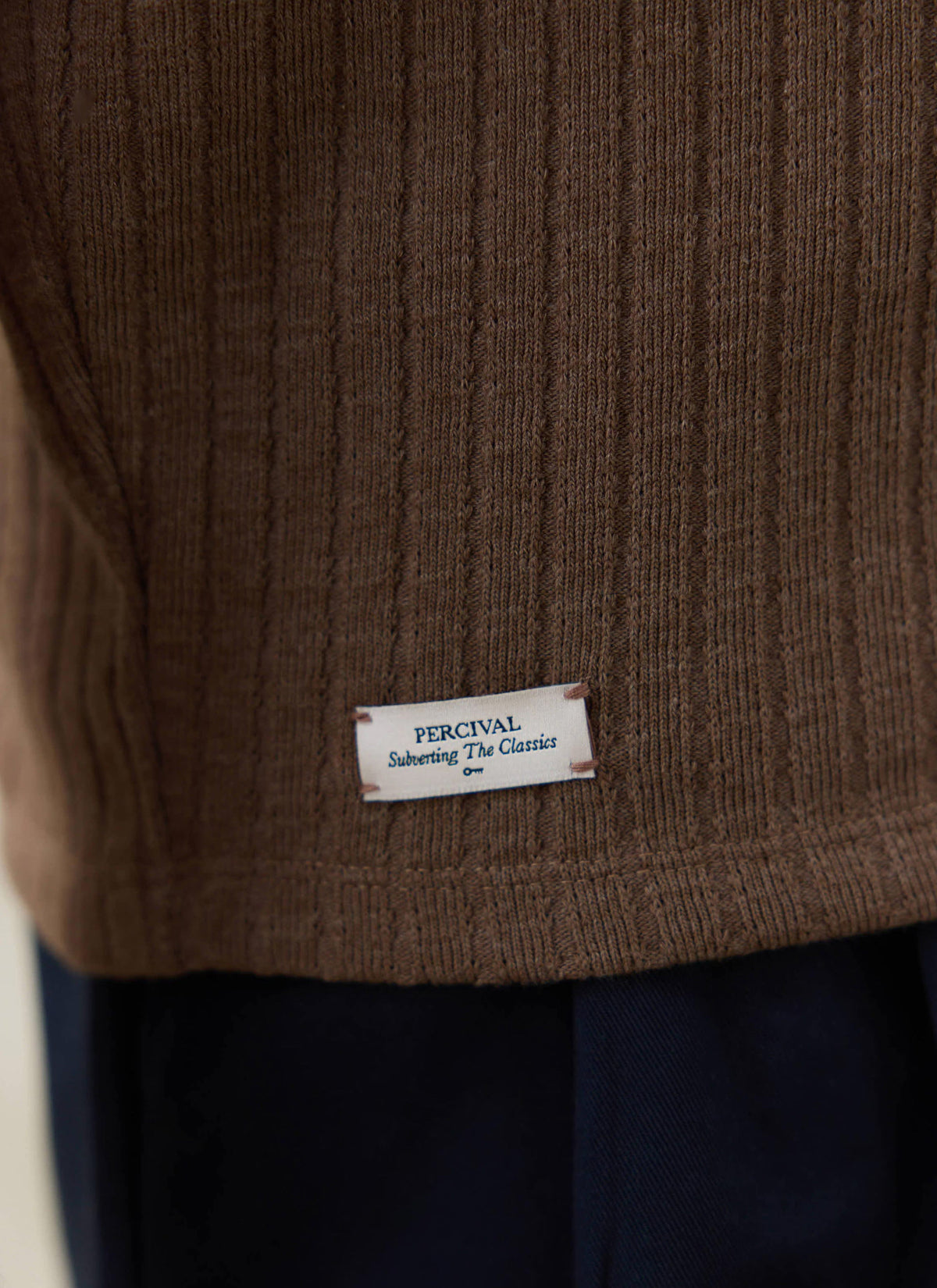 Men's Knitted Polo Shirt - Anthony - Cotton Blend - Brown | Percival