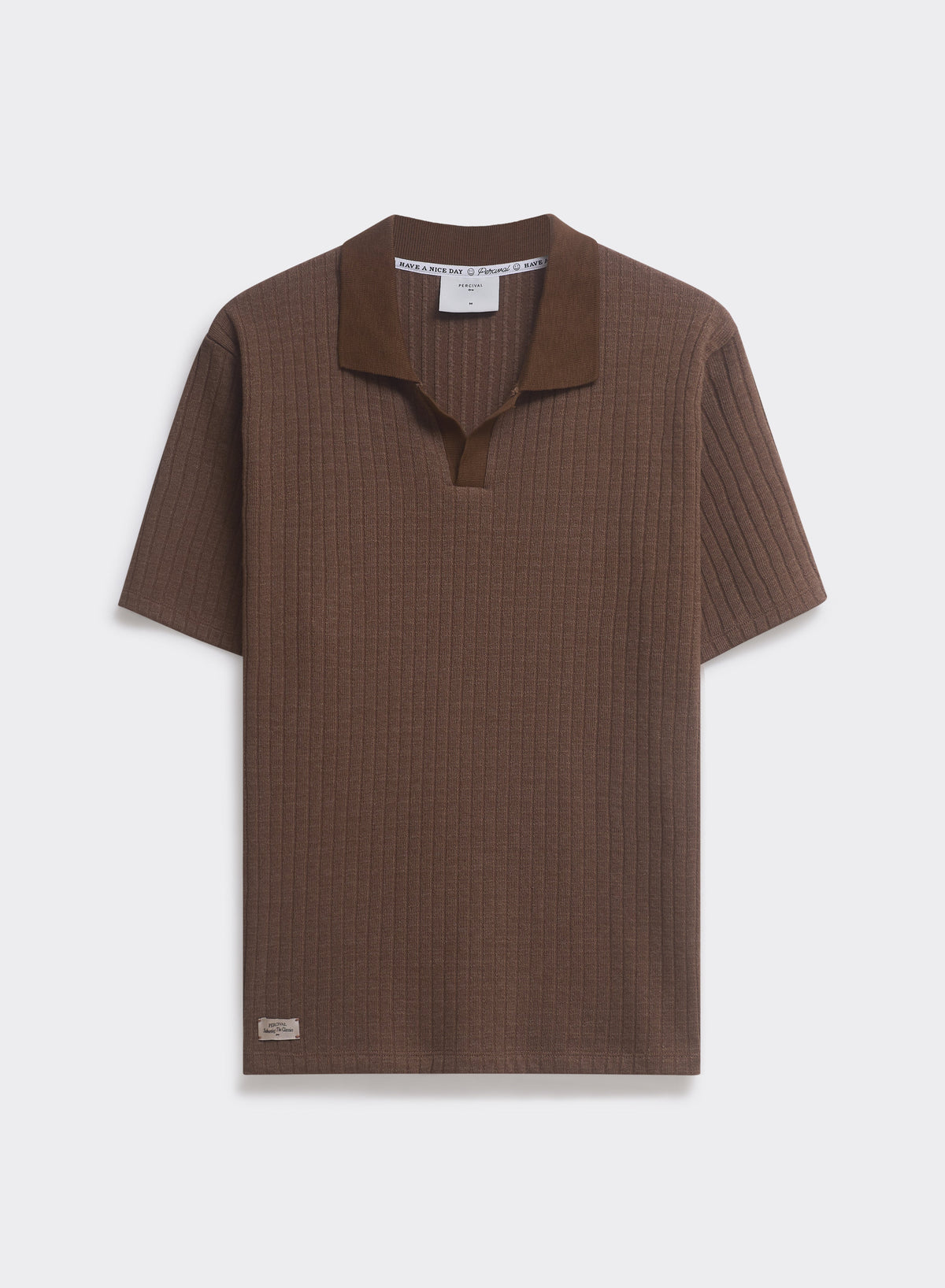 Men's Knitted Polo Shirt - Anthony - Cotton Blend - Brown | Percival
