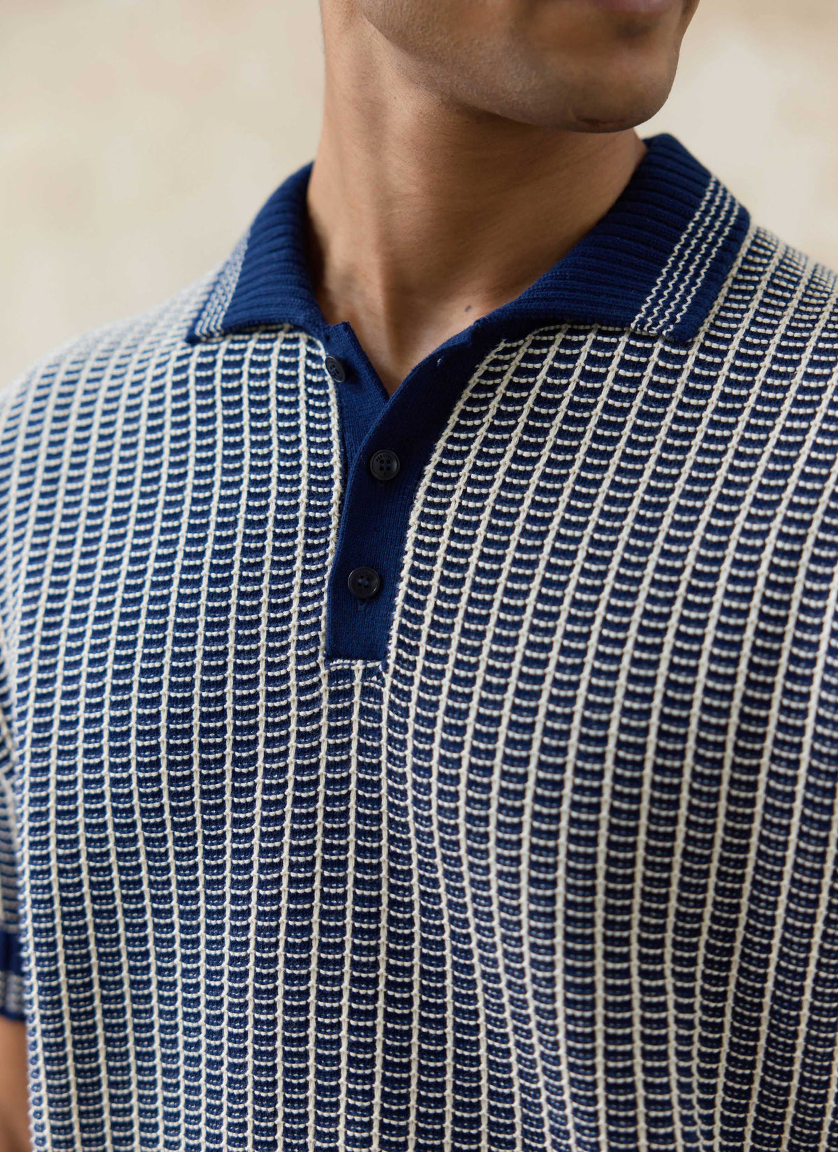 Men's Knitted Polo Shirt: Claude - Cotton - Navy Blue | Percival