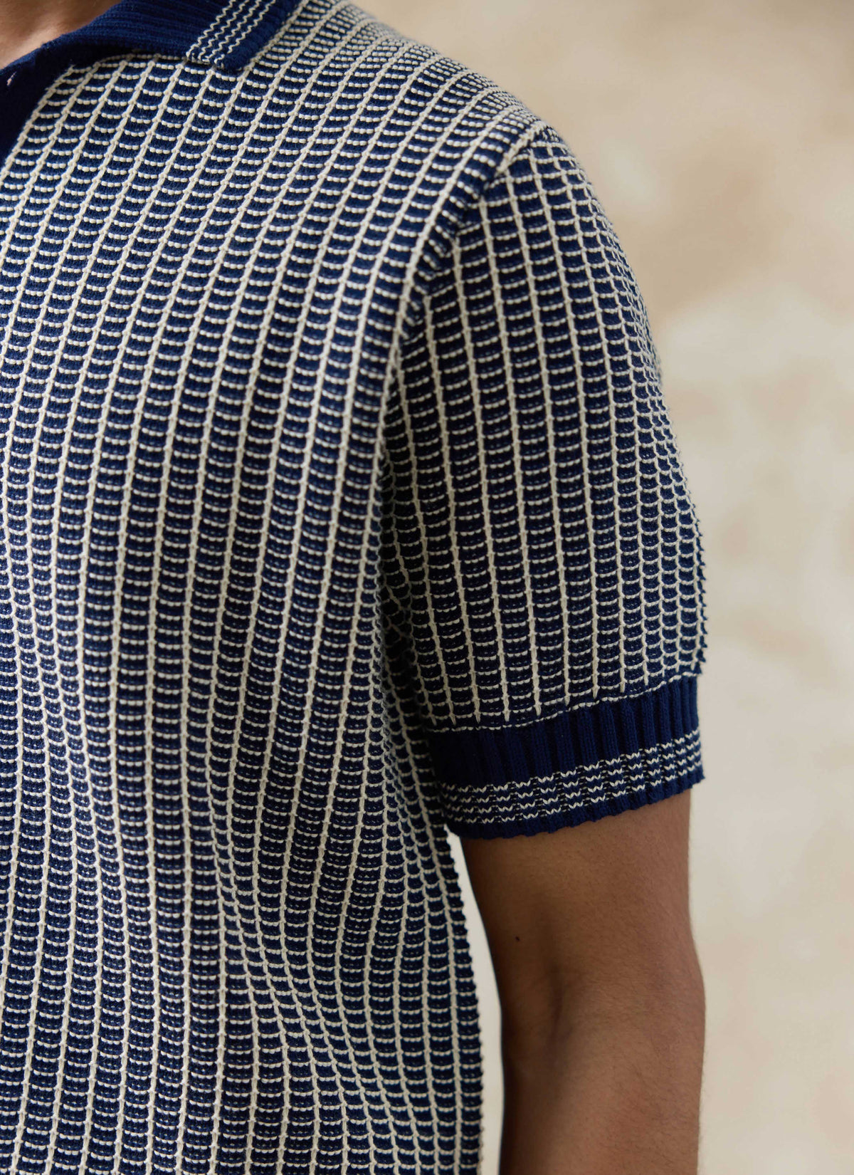 Men's Knitted Polo Shirt: Claude - Cotton - Navy Blue | Percival