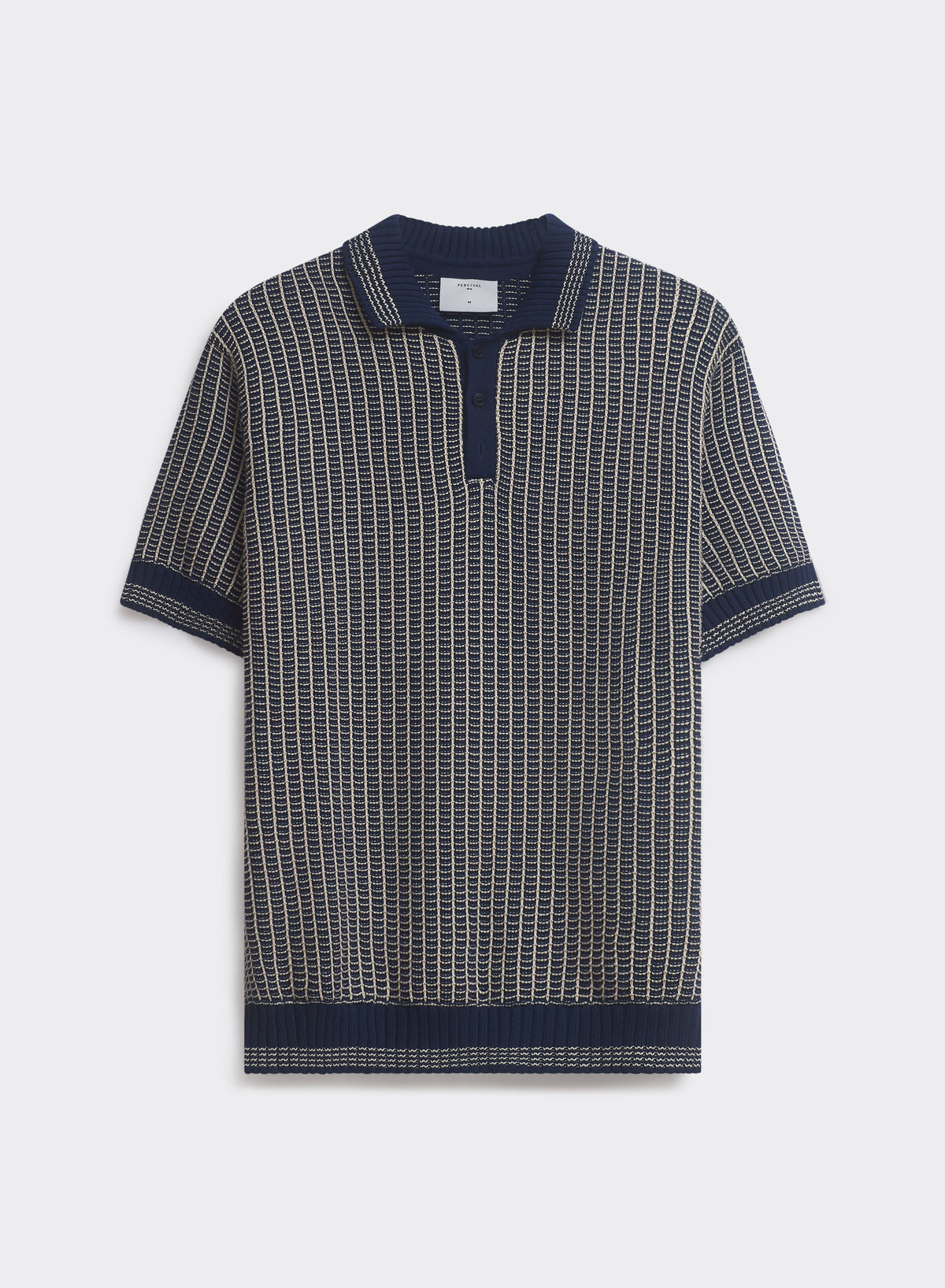 Men's Knitted Polo Shirt: Claude - Cotton - Navy Blue | Percival