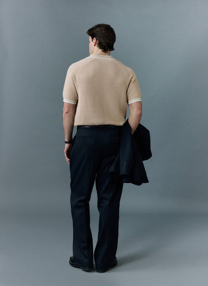 Men's Tennis Knit Polo Shirt - Cotton - Ecru Cream | Percival