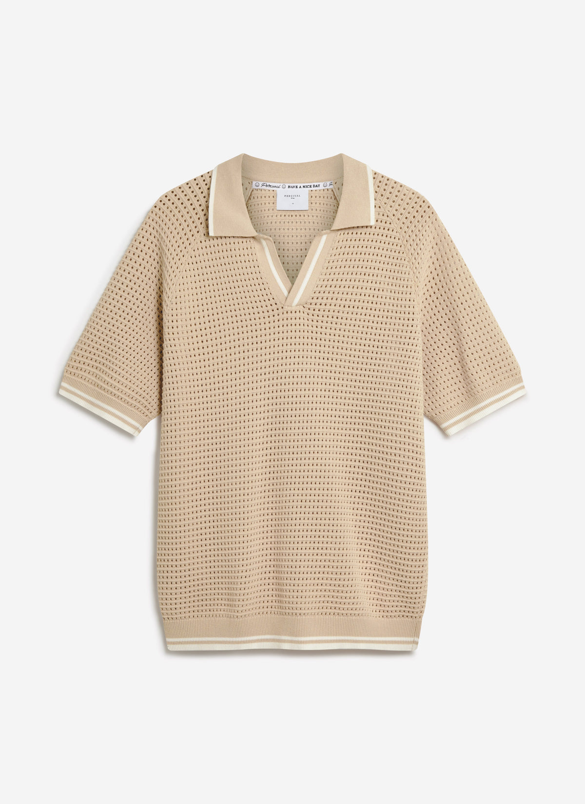 Men's Tennis Knit Polo Shirt - Cotton - Ecru Cream | Percival