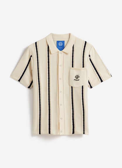 Men's Cable Stripe Knitted Shirt x Brighton & Hove Albion FC - White | Percival