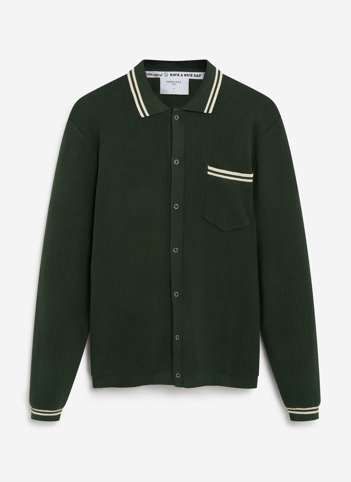 Men's Long Sleeve Knit Shirt - Pablo - Forest Green | Percival
