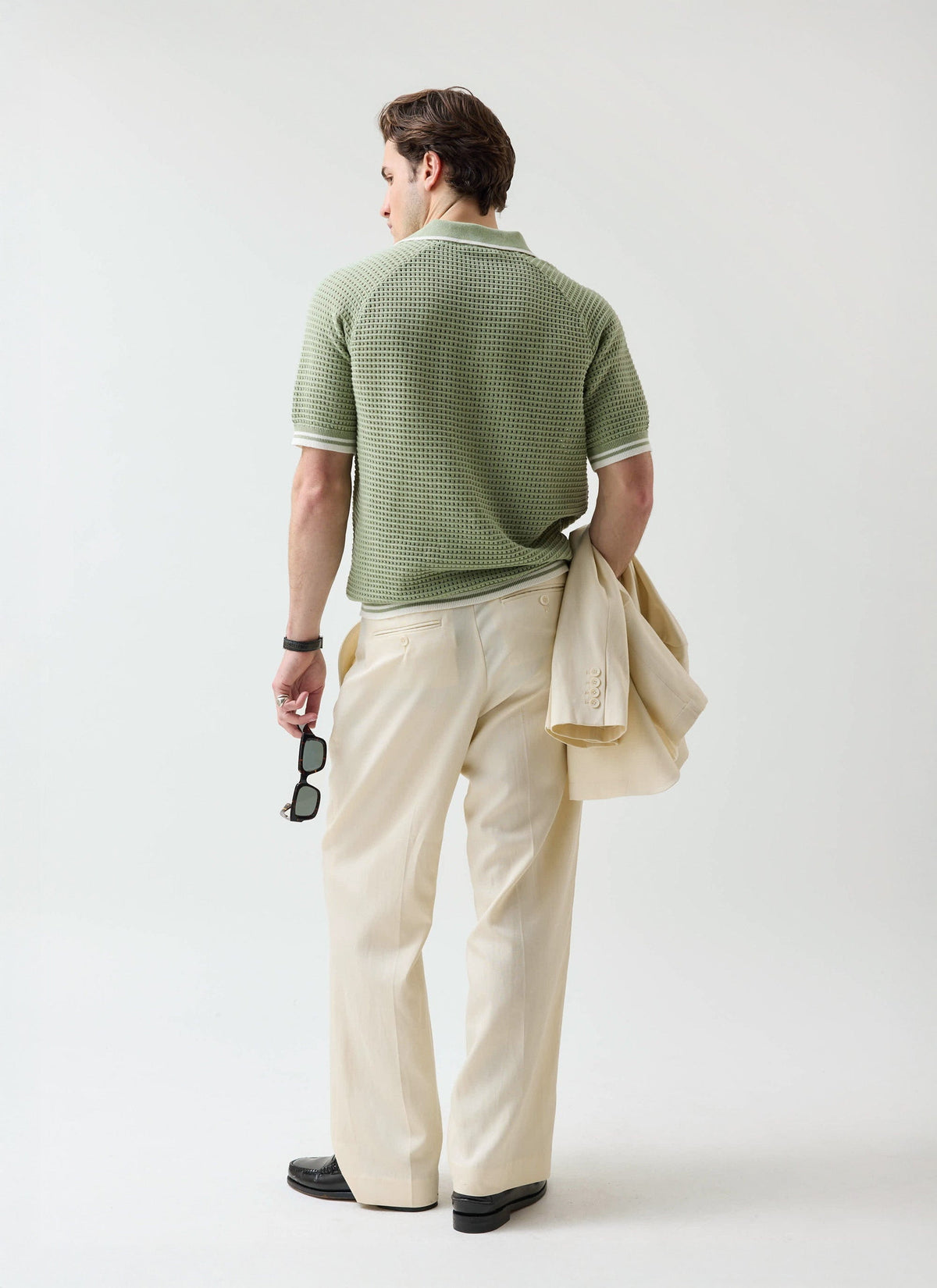 Men's Tennis Knit Polo Shirt - Cotton - Sage Green | Percival