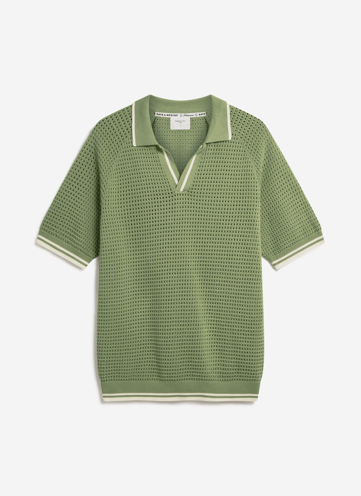 Men's Tennis Knit Polo Shirt - Cotton - Sage Green | Percival