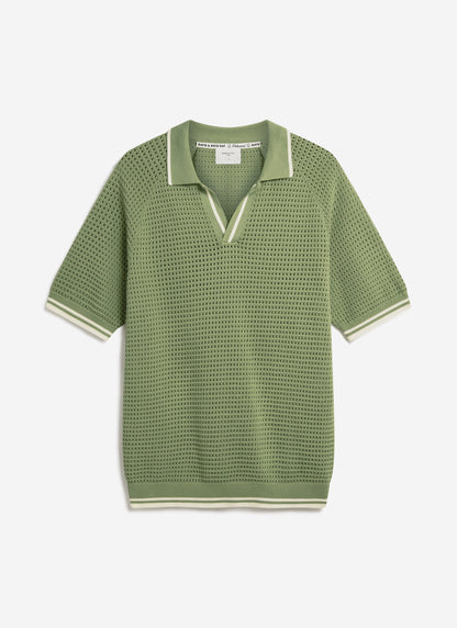 Men's Tennis Knit Polo Shirt - Cotton - Sage Green | Percival