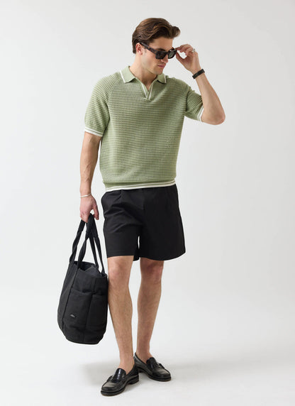 Men's Tennis Knit Polo Shirt - Cotton - Sage Green | Percival