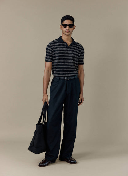 Men's Laurent Boxy Polo - Organic Cotton Blend - Black | Percival