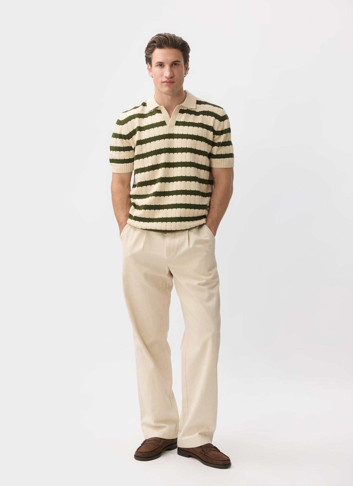 Stine Knitted Polo - Cotton - Cream | Percival