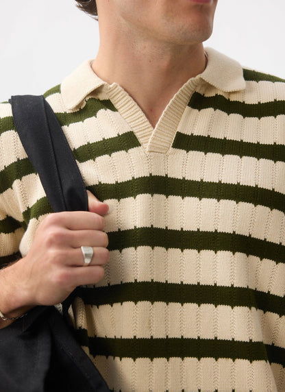 Stine Knitted Polo - Cotton - Cream | Percival