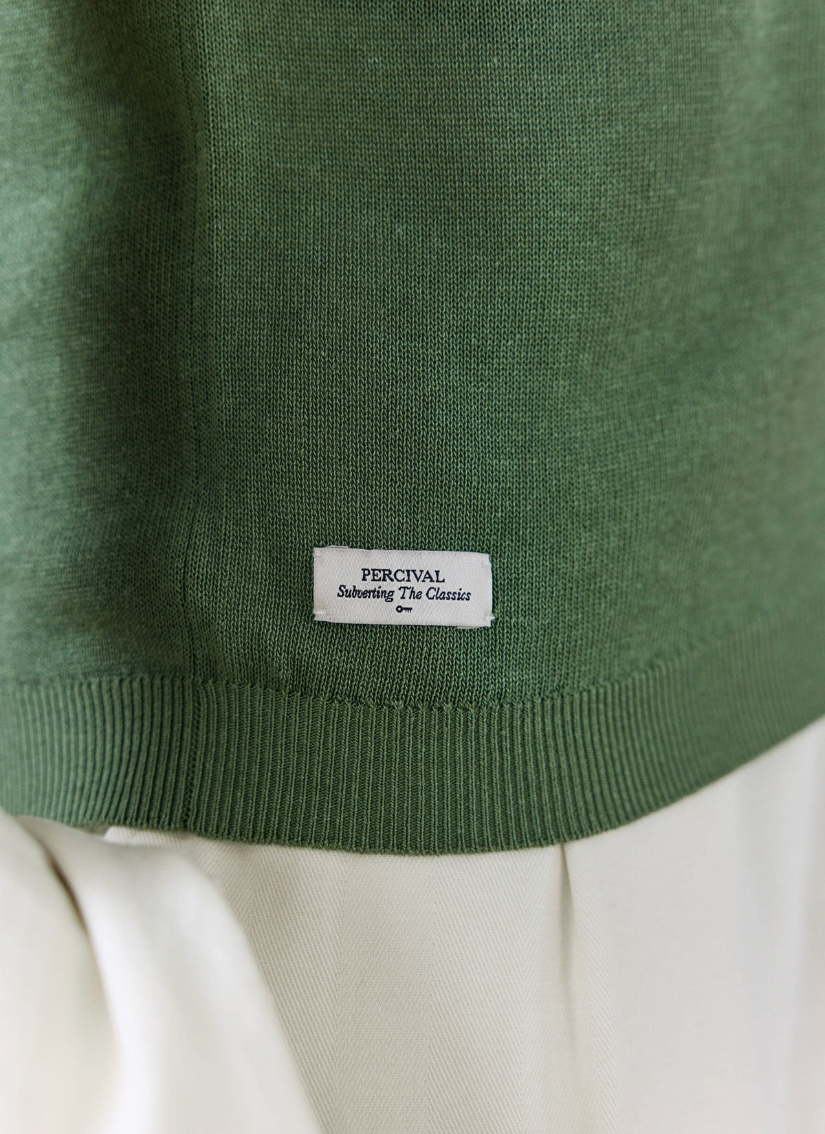 Men's Knitted Polo Shirt: Laurence - Open Collar - Forest Green | Percival