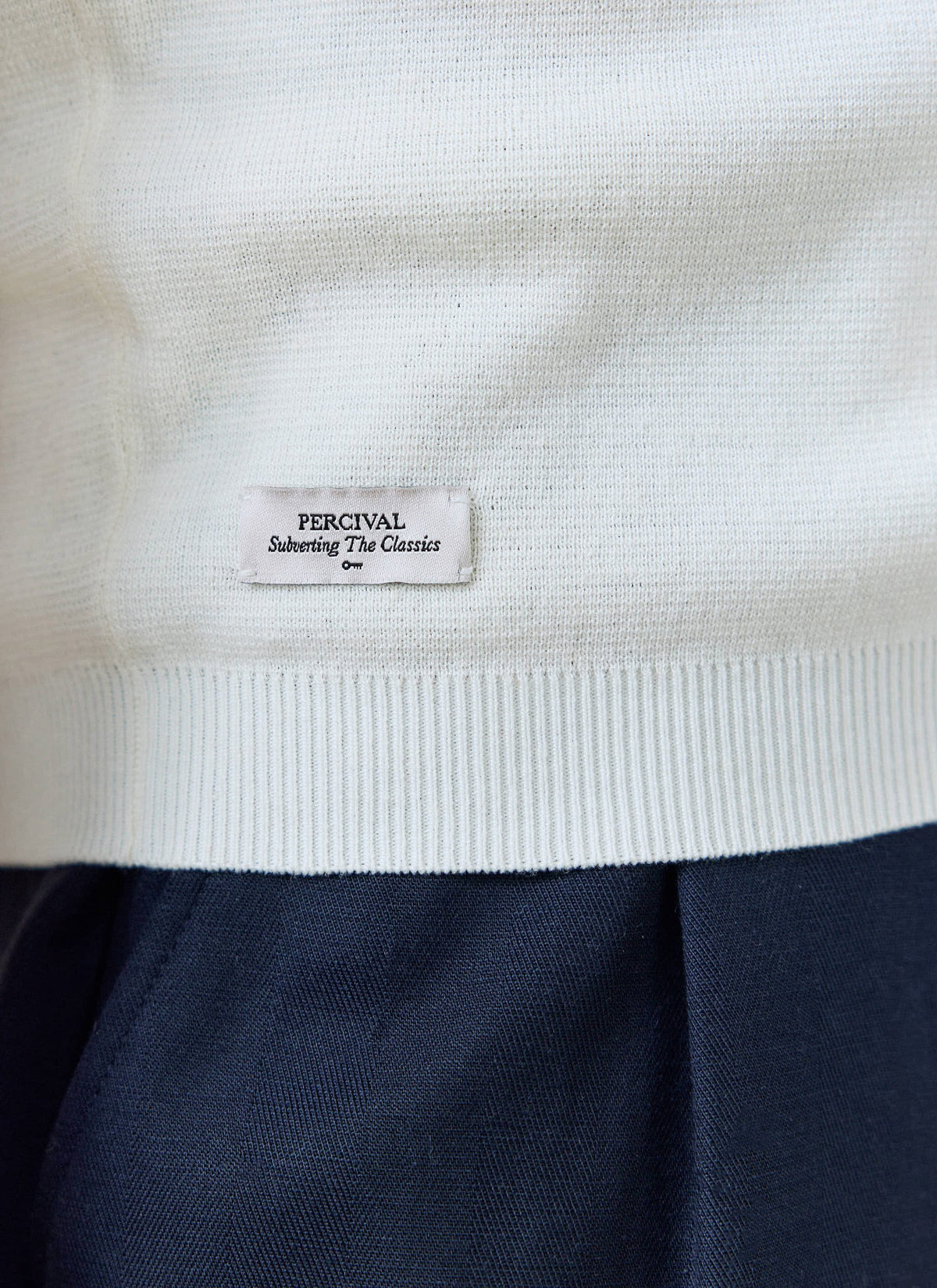 Men's Knitted Polo Shirt: Laurence - Open Collar - Cream | Percival