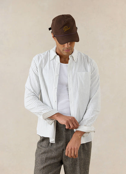 Men's Striped Oxford Shirt - Fabian - Cotton - White | Percival