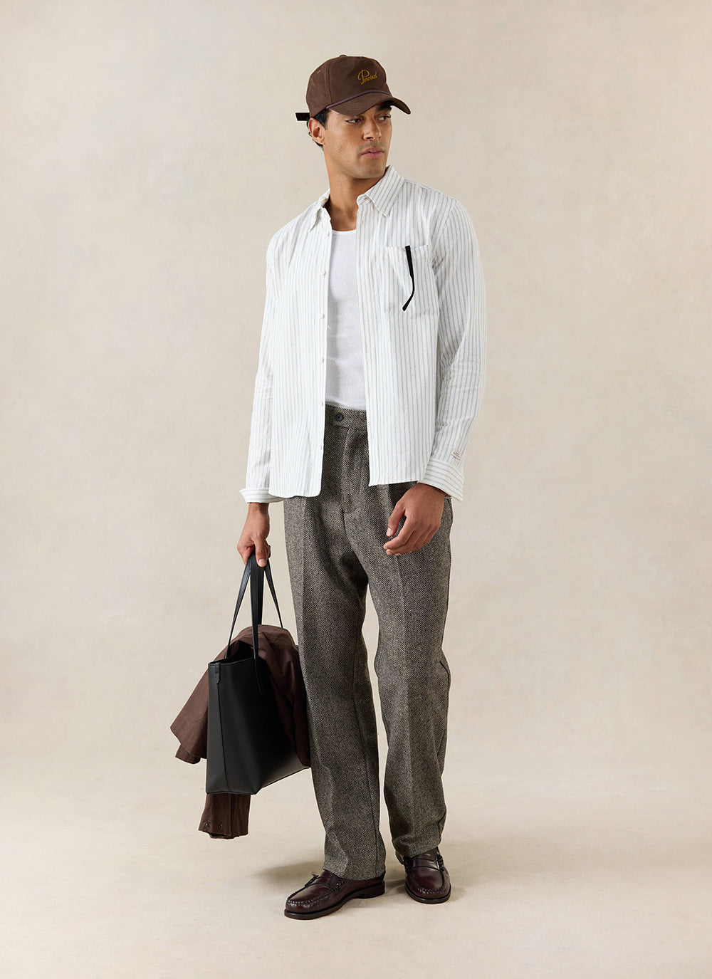 Men's Striped Oxford Shirt - Fabian - Cotton - White | Percival