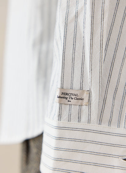 Men's Striped Oxford Shirt - Fabian - Cotton - White | Percival