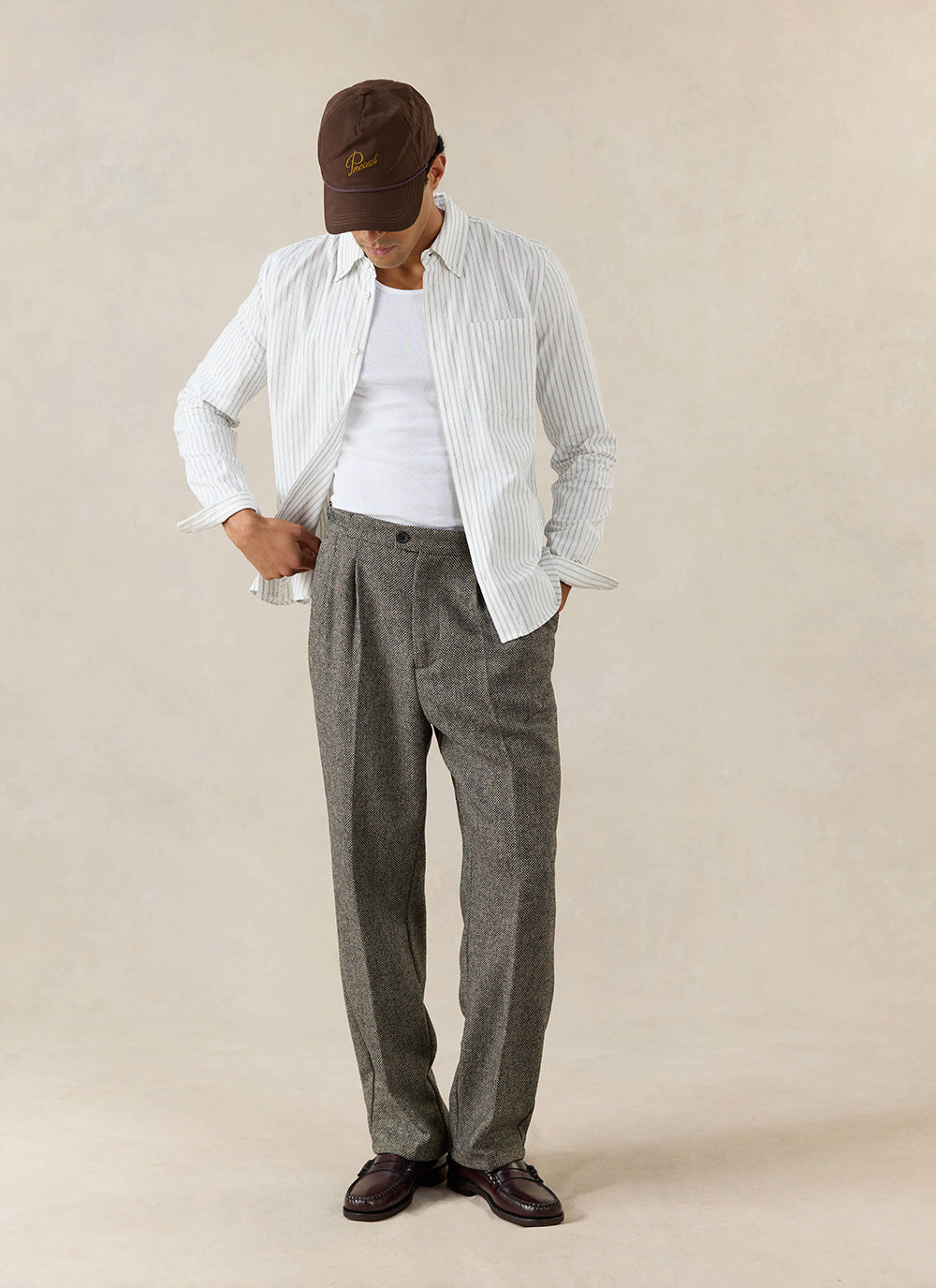 Men's Striped Oxford Shirt - Fabian - Cotton - White | Percival