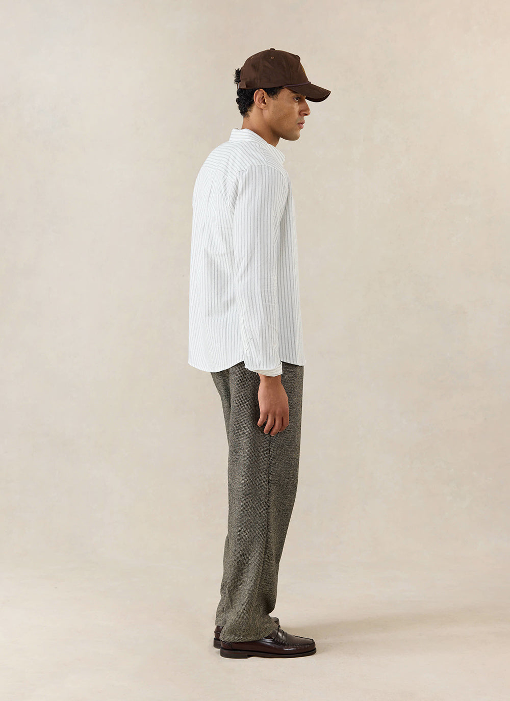 Men's Striped Oxford Shirt - Fabian - Cotton - White | Percival