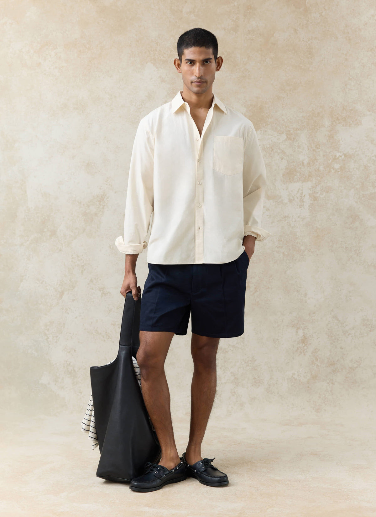 Men's Relaxed Fit Poplin Shirt: Dali - Cotton - Cream | Percival